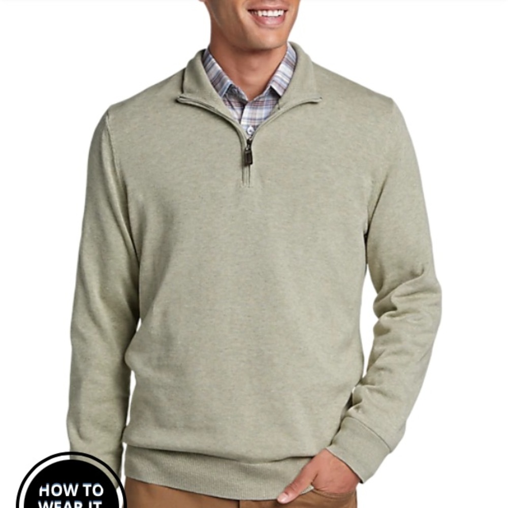 Joseph Abboud Modern Fit 1/4 Zip Sweater, Light Sage